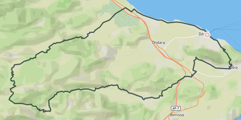 Puerto de Tollos and Montgó from Dénia route preview