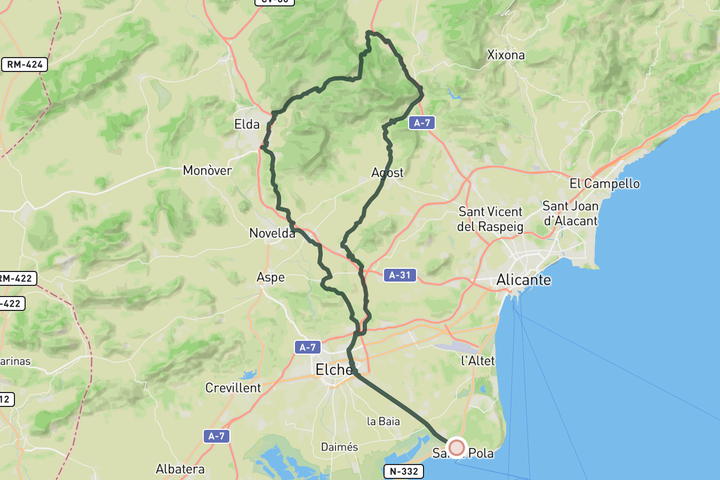 cycling map for Sierra de Maigmó