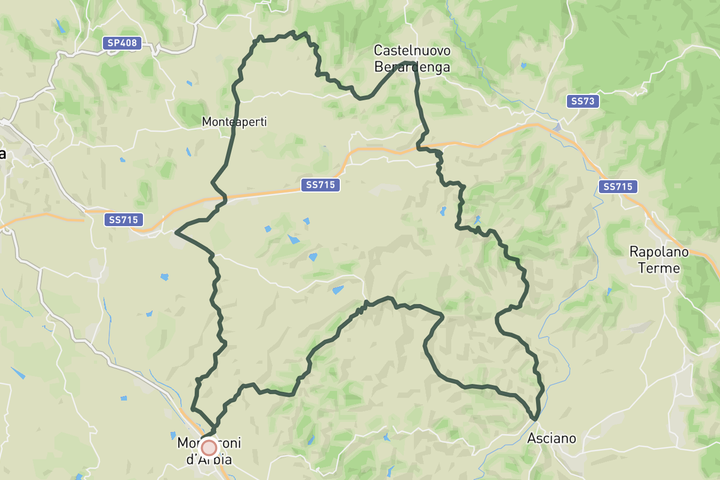 cycling map for Crete Senesi loop ft. Monte Sante Marie