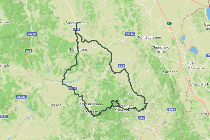 cycling map for Monte Amiata