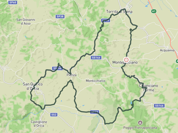 Pienza & the best of Val d'Orcia route map