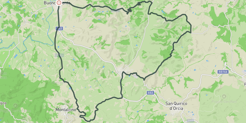 Strade Bianche pro's race Buonconvento loop route preview