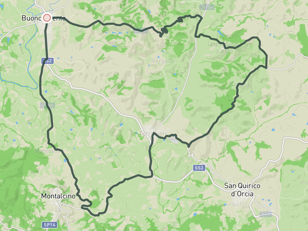 Strade Bianche pro's race Buonconvento loop route map