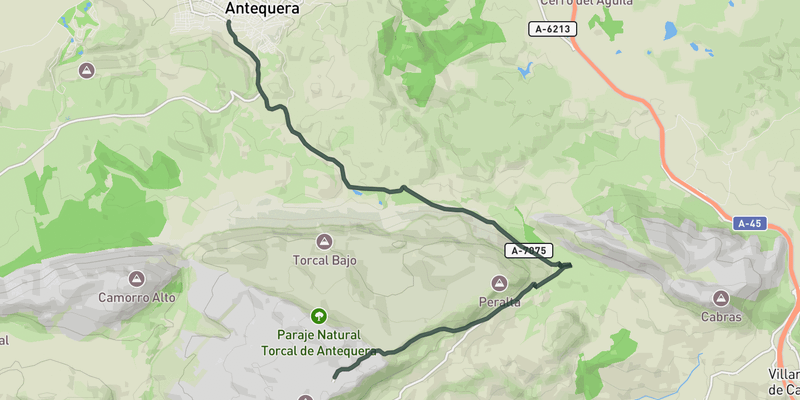 El Torcal from Antequera elevation profile