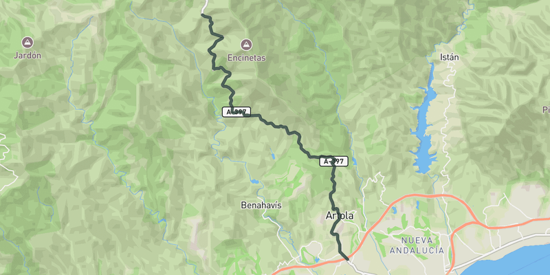 Puerto del Madroño from San Pedro de Alcántara elevation profile