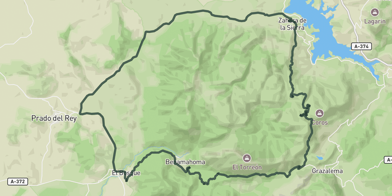 El Bosque loop from Zahara road cycling route map