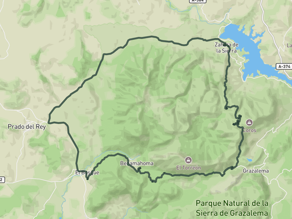 El Bosque loop from Zahara route map
