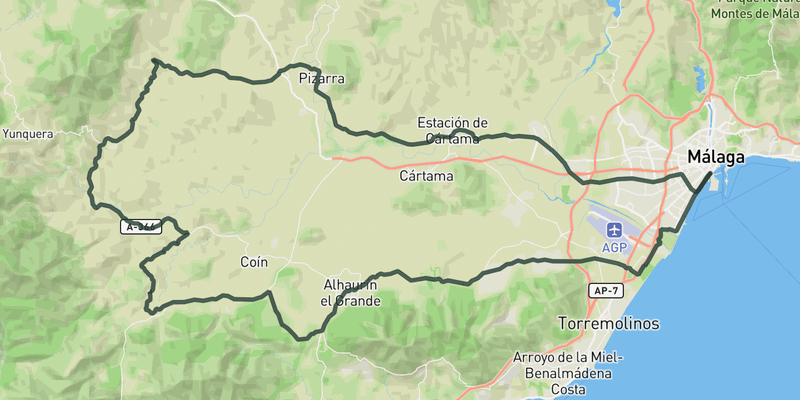 Guadalhorce Valley route preview