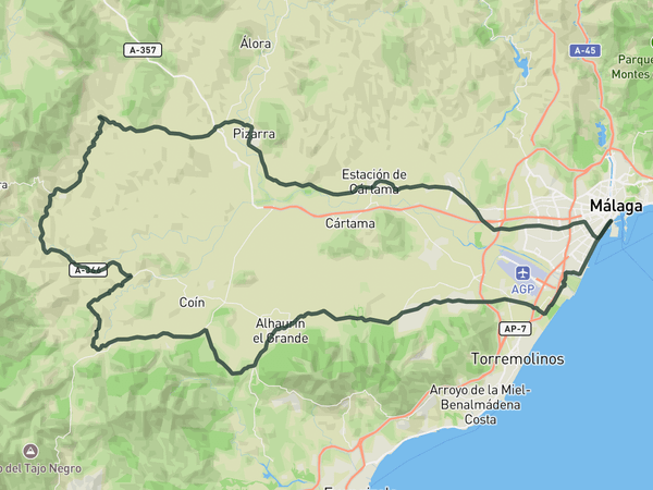 Guadalhorce Valley route map