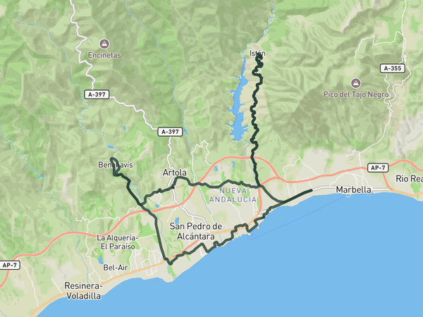 Istán and Benahavis route map