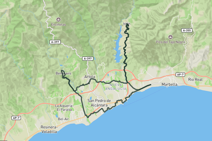 cycling map for Istán and Benahavis
