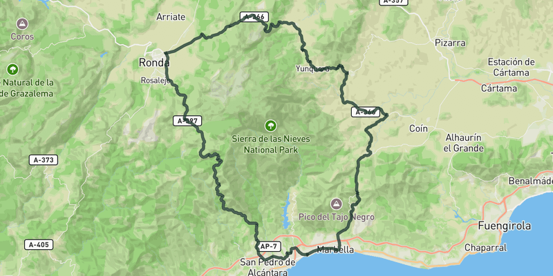 Marbella - Ronda loop route preview