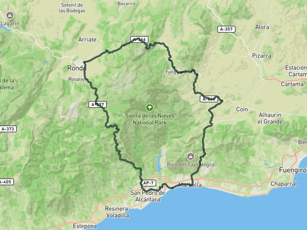 Marbella - Ronda loop route map