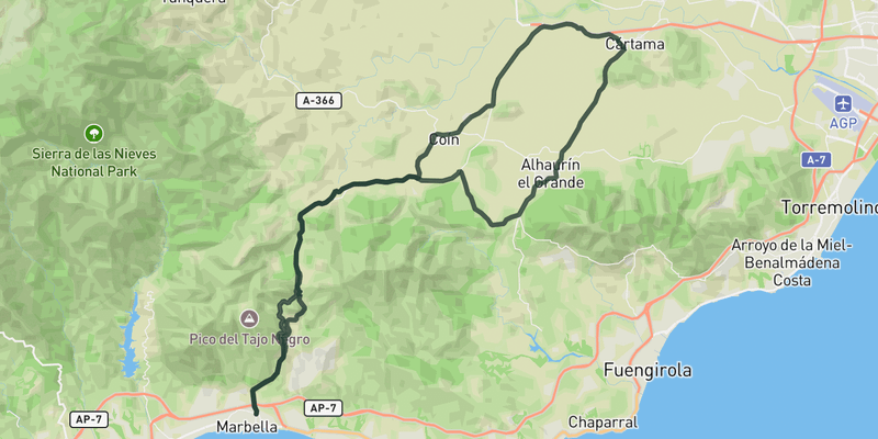Puerto de Ojén and Alhaurín El Grande from Marbella route preview