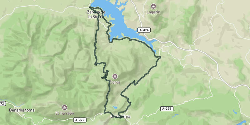 Puerto de las Palomas loop from Grazalema road cycling route map