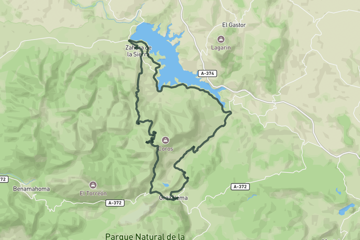 road cycling route map for Puerto de las Palomas loop from Grazalema