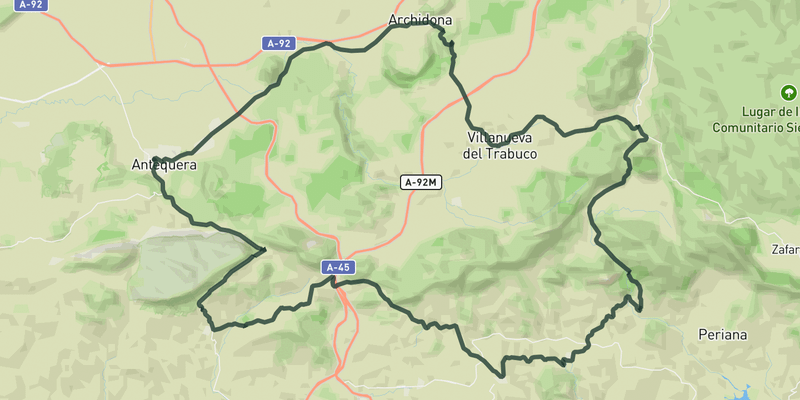 Puerto del Barco, cuesta del Chino and Axarquía from Antequera route preview