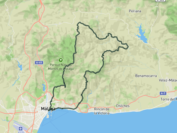 Puerto del León, Colmenar and Puerto de Santopitar from Málaga route map
