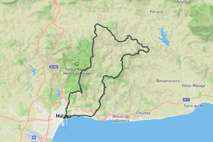 Puerto del León, Colmenar and Puerto de Santopitar from Málaga route map