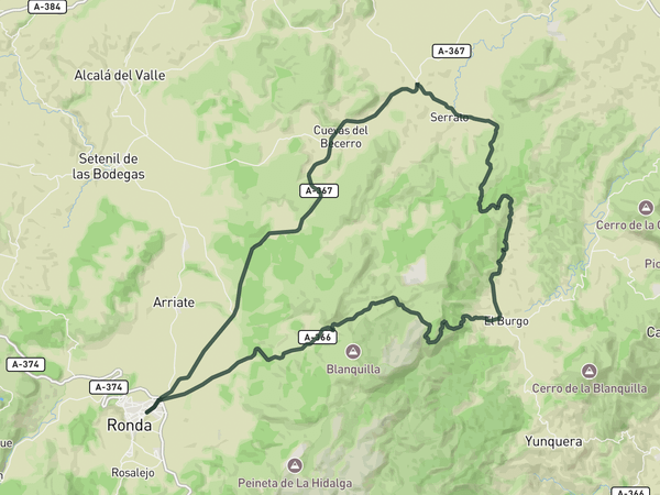 Puerto del Viento Loop route map