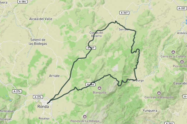 cycling map for Puerto del Viento Loop