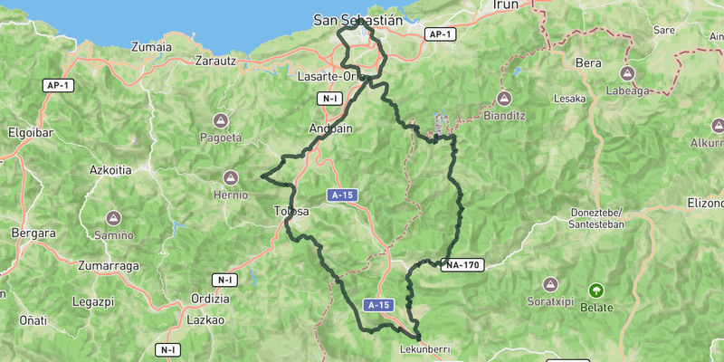 Basque-Navarre border from San Sebastian route preview
