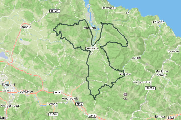 cycling map for Cols of Urdaibai
