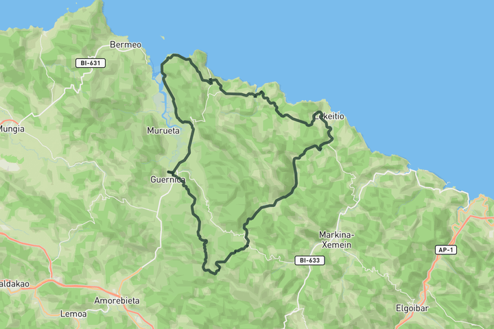 cycling map for Eastern Urdaibai Loop