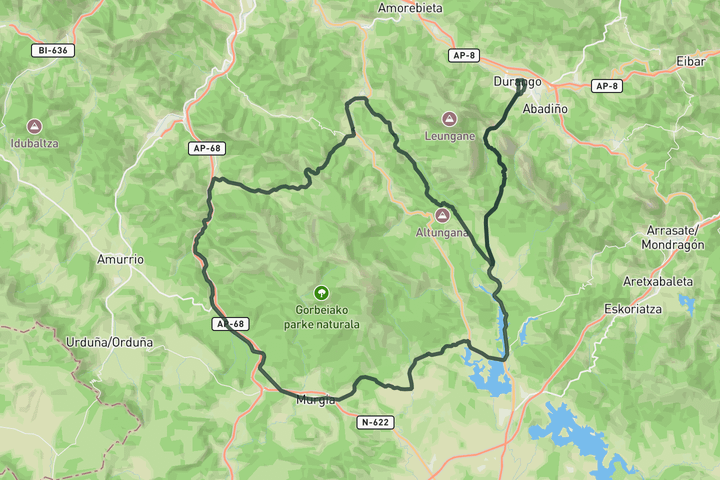 cycling map for Gorbea loop from Durango