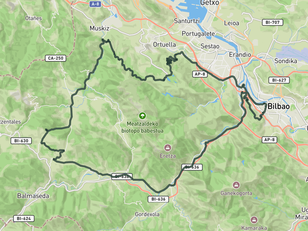 Hidden gems and views to Bilbao route map
