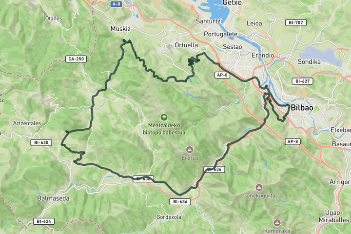 Hidden gems and views to Bilbao route map