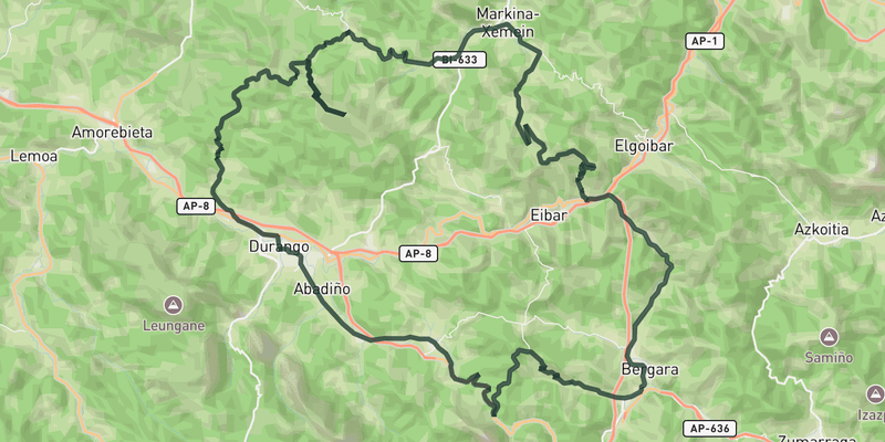 Oiz and Arrate from Durango route preview