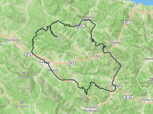 Oiz and Arrate from Durango route map