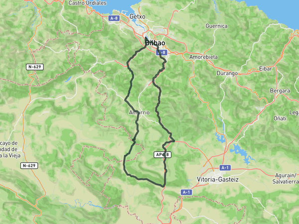 Puerto de Orduña from Bilbao route map