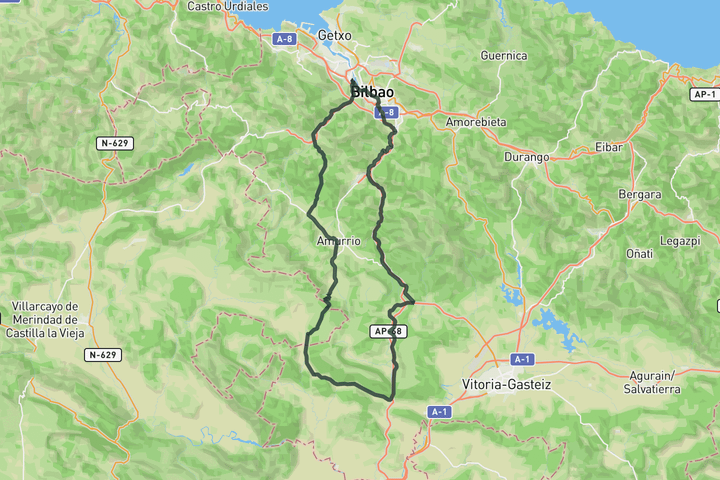 Puerto de Orduña from Bilbao route map