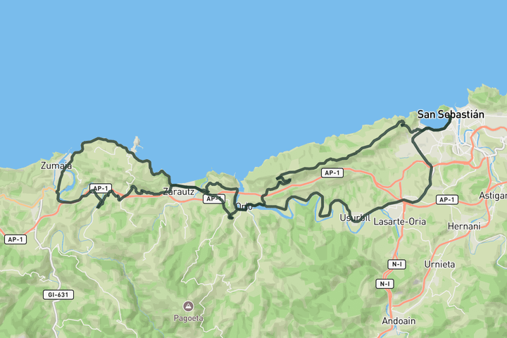 cycling map for Ratón de Getaria loop
