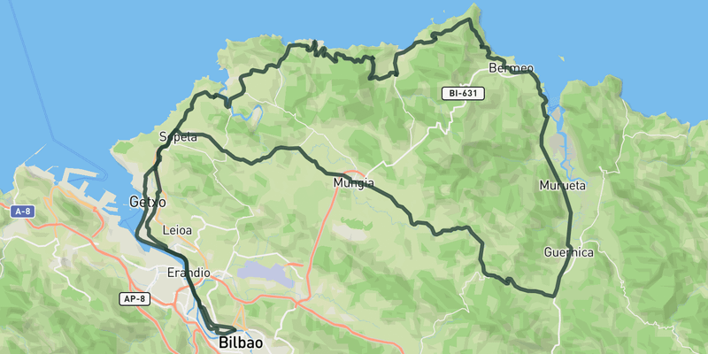 San Juan de Gaztelugatxe loop from Bilbao route preview