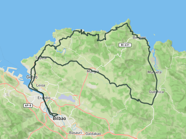 San Juan de Gaztelugatxe loop from Bilbao route map