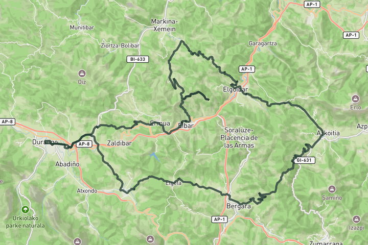 cycling map for Six cols from Durango