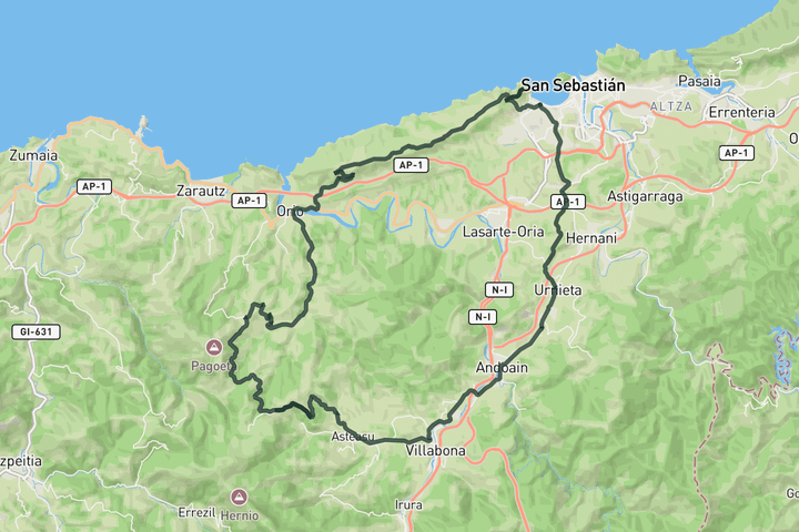 cycling map for Views on the Bay of Biscay