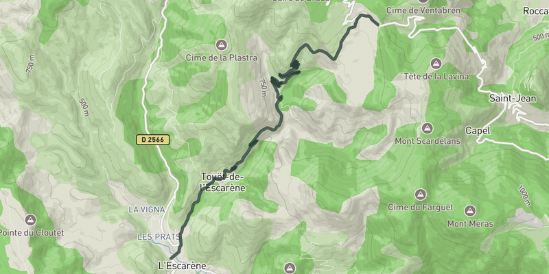 Col de Braus from L'Escarène elevation profile
