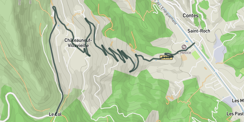 Col de Châteauneuf from Contes elevation profile