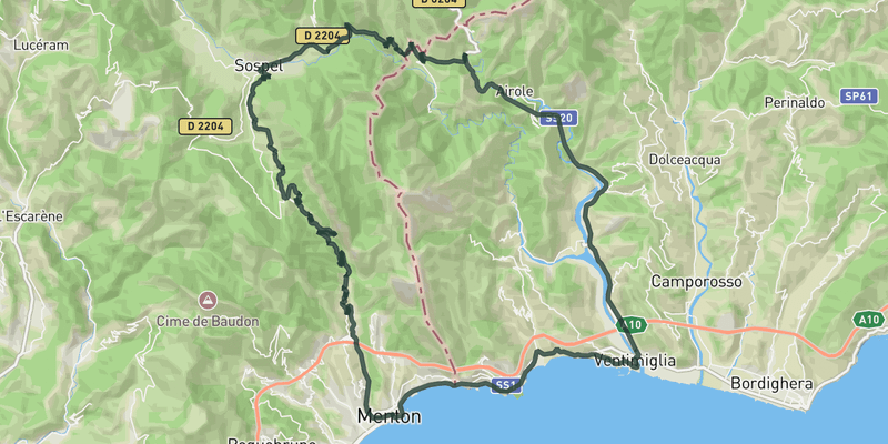 Col de Castillon and back via Italy route preview