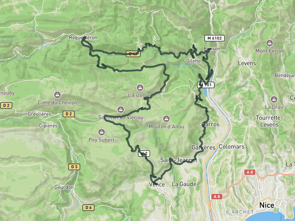 Col de Sant Marc from Vence route map