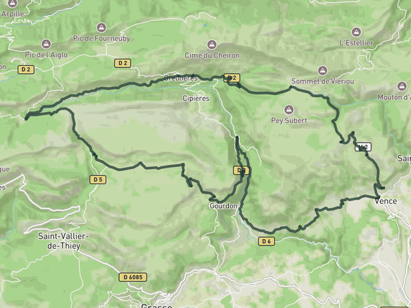 Col de l'Écre from Vence route map