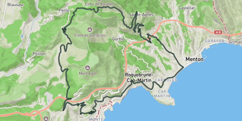 Col de la Madonne from Menton route preview