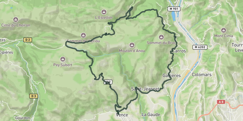 Col du Vence loop route preview