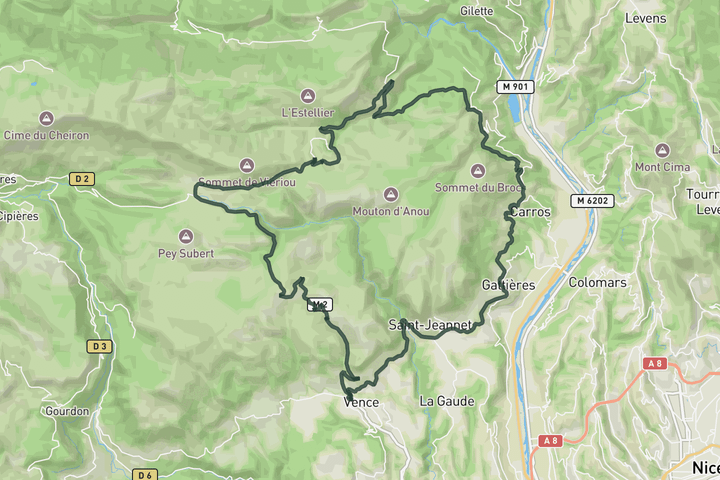 cycling map for Col du Vence loop