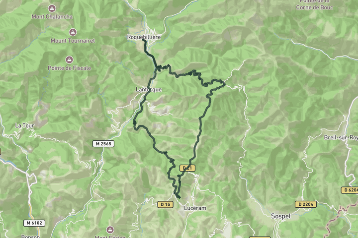 Loop to Col de Turin route map
