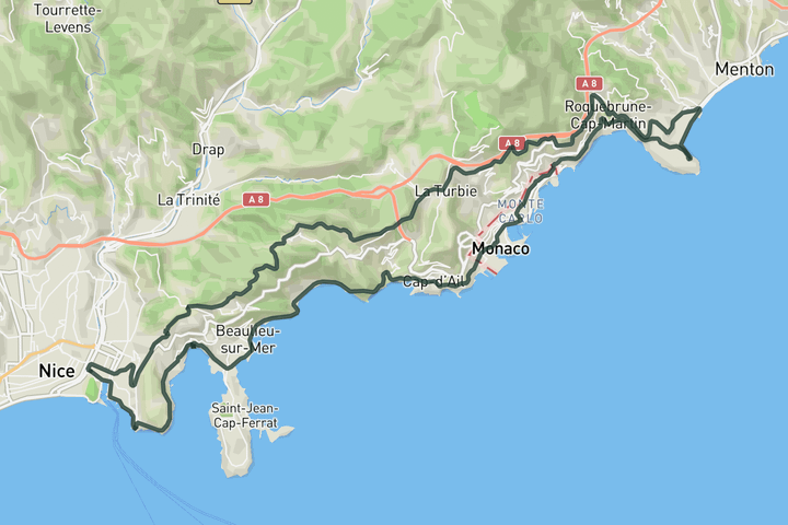 cycling map for Monaco Sightseeing